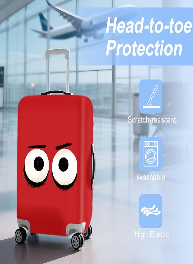 ANNA QUEEN Cut Emoticons Red Luggage Cover Washable Suitcase Protector Suitcase Cover Anti-Scratch,Stretchable Fit for 18-32Inch Luggage,Travel Bag Cover S(fits 18-21inch suitcase) - Image 2